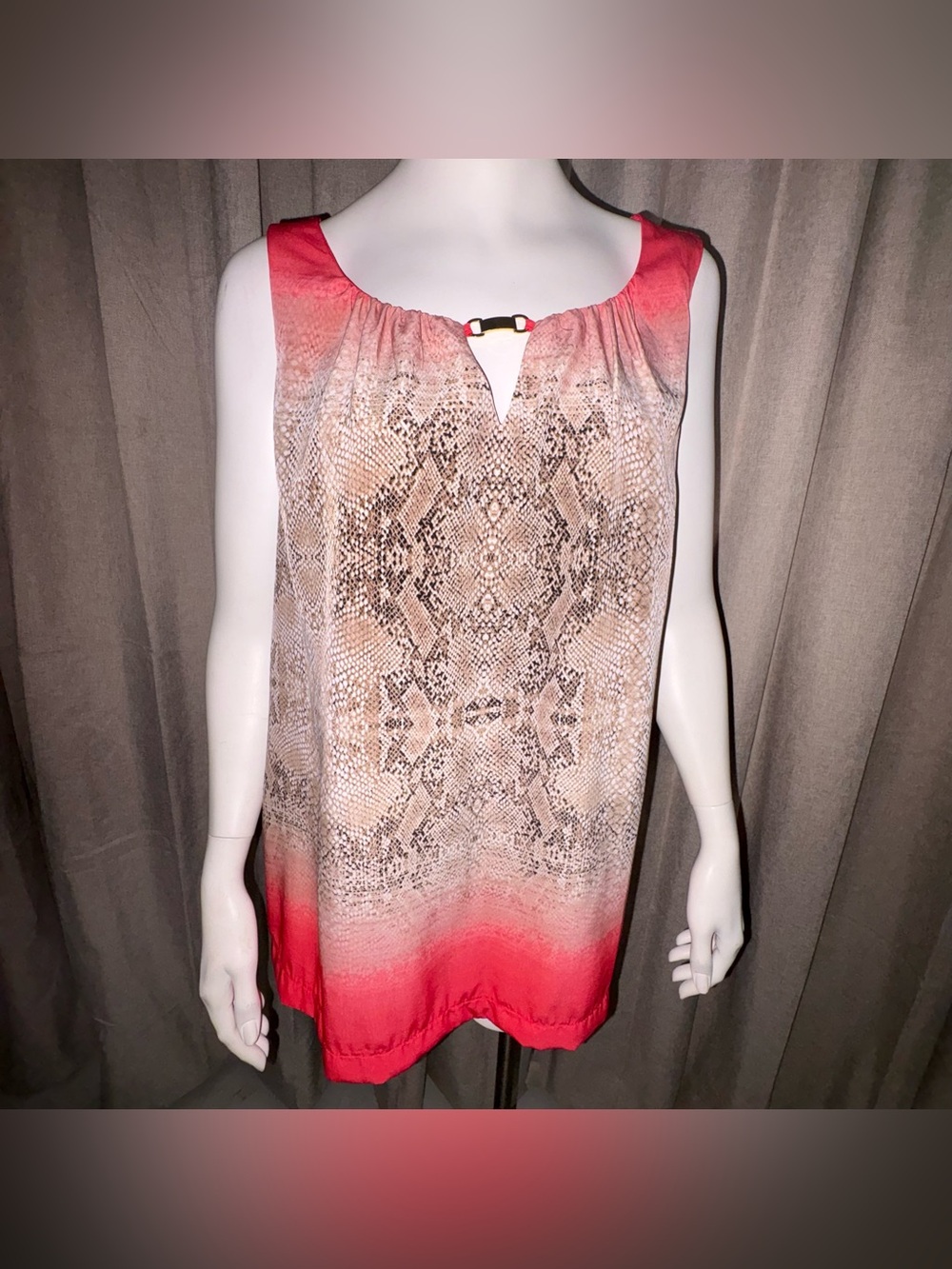 Dana Buchman SZ XL Coral and Neutral Ombre Snake-Print Tank SLEEVELESS BLOUSE